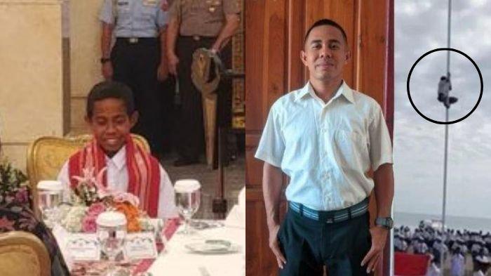 Joni, pemanjat tiang bendera yang viral saat HUT ke-73 RI. Dulu, dijanjikan Jokowi masuk TNI, kini kembali disorot karena sempat gagal seleksi. 