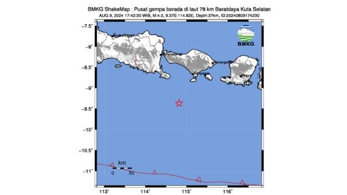 GEMPA 2 MENIT LALU - Gempa barusan magnitudo 4.0 terjadi di Kuta Selatan Bali, cek info BMKG selengkapnya.