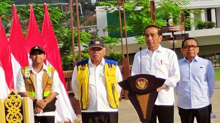 SUMBU KEBANGSAAN DIRESMIKAN - Peresmian Sumbu Kebangsaan di Kawasan Inti Pusat Pemerintahan (KIPP) Ibukota Nusantara (IKN) oleh Presiden Joko Widodo, Rabu (14/8/2024). Presiden Jokowi mengatakan, peresmian area ini menjadi bukti nyata kerja keras pembangunan IKN Nusantara yang semakin mendekati hasil. 