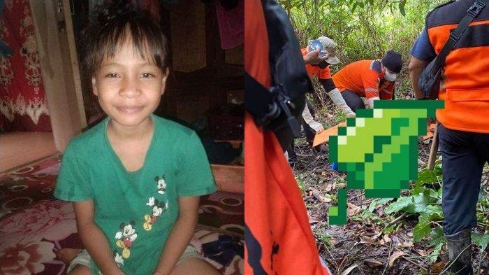 AMEL BOCAH KUBAR - Foto Amelinda Sari yang biasa disapa Amel. Kanan: lokasi ditemukan jasad Amel di perkebunan karet.  Keluarga tolak autopsi, Polres Kutai Barat (Kubar) tetap selidiki kematian Amel, bocah yang jasadnya ditemukan tak utuh.