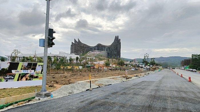 Situasi terkini di kawasan istana Garuda Pada h-1 pelaksanaan upacara 17 Agustus di istana Presiden ibukota Nusantara (IKN) pada Jumat (16/8/2024).