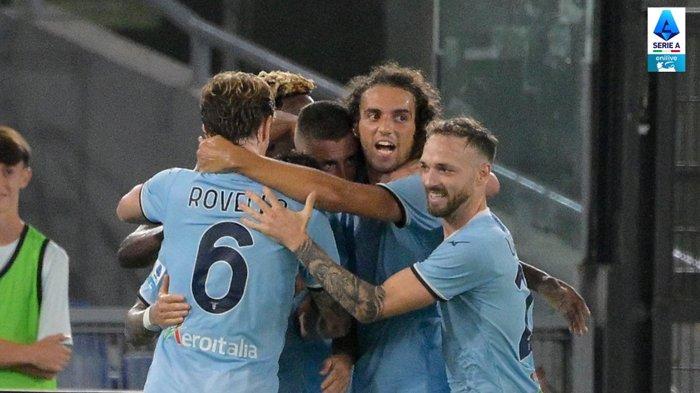 Selebrasi pemain Lazio saat mengalahkan Venezia pada pekan pertama Liga Italia Serie A 2024/25.