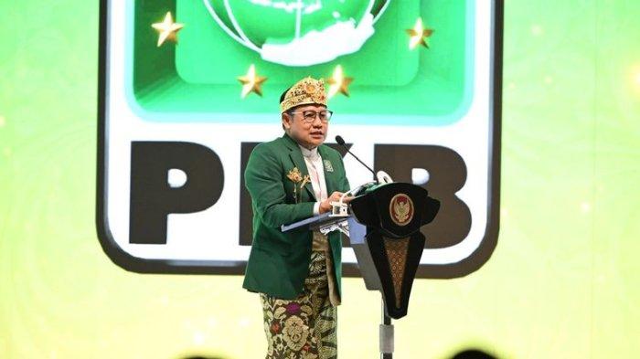 Ketua Umum PKB Muhaimin Iskandar saat berpidato pada pembukaan Muktamar VI PKB di Bali Nusa Dua Convention Center, Sabtu (24/8/2024).