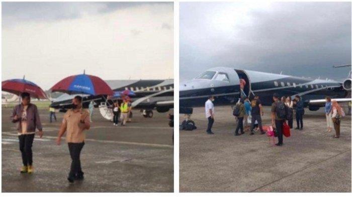 BOBBY NASUTION PAKAI JET PRIBADI - Beredar foto Wali Kota Medan sekaligus menantu Presiden Jokowi, Bobby Nasution turun dari pesawat pribadi bersama istrinya, Kahiyang Ayu. Roy Suryo menyebut foto tersebut diambil di Pangkalan Udara (Lanud) Soewondo, Kota Medan pada 19 Februari 2023. Bobby Nasution membenarkan dirinya pernah naik jet tersebut, Selasa (3/9/2024).