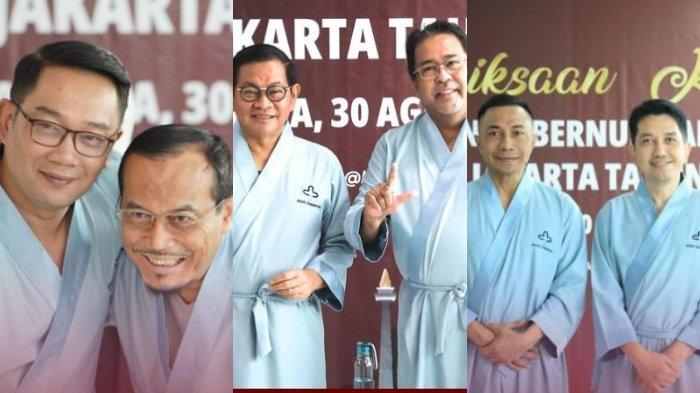 PILKADA JAKARTA 2024 - Tiga bakal paslon di Pilkada Jakarta 2024 dari kiri ke kanan: Ridwan Kamil-Suswono, Pramono Anung-Rano Karno dan Dharma Pongrekun-Kun Wardana Abyoto. 3 survei Pilkada Jakarta 2024. Elektabilitas Ridwan Kamil vs Pramono Anung vs Dharma Pongrekun.