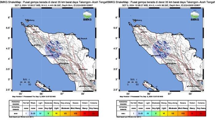 Gempa hari ini di Takengon Aceh.