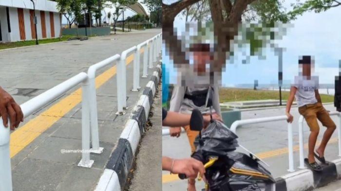 KONDISI TERAS SAMARINDA - Kondisi fasilitas di Teras Samarinda, yang baru saja dibuka, sudah menunjukkan tanda-tanda kerusakan seperti pagar mulai bergoyang tak kukuh.
