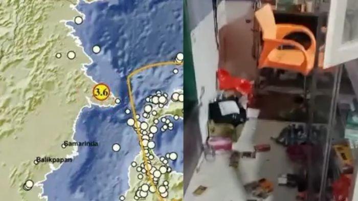 Gempa Berau Kaltim malam ini. Gempa lagi magnitudo 3.6, muncul video viral getaran gempa terasa di warung sembako.