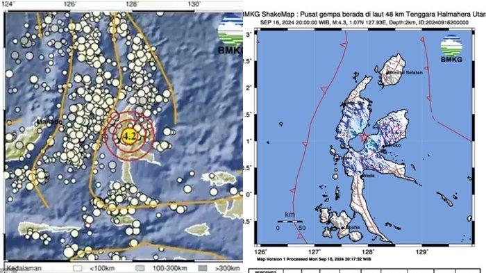 Gempa hari ini di Halmahera Timur, Sumatera Utara.