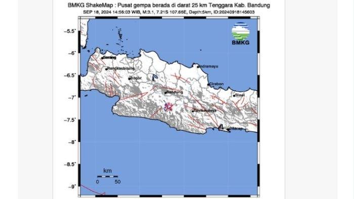 GEMPA BANDUNG TERKINI - Inilah info BMKG gempa terkini 2 menit yang lalu Tasikmalaya dan gempa bumi Bandung hari ini, pusat gempa terkini 2 menit yang lalu Jawa Barat. 