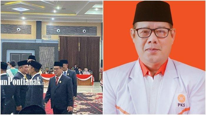 (Kiri) Tersangka HA kasus asusila anak dibawah umur dari kader Partai Keadilan Sejahtera (PKS) resmi dilantik DPRD Kota Singkawang, pada Selasa 17 September 2024 di Ballroom Gedung Wali Kota Singkawang. Tersangka pun tampak terlihat mengikuti prosesi pelantikan dan mengucapkan sumpah janji sebagai Anggota DPRD Kota Singkawang terpilih periode 2024-2029.