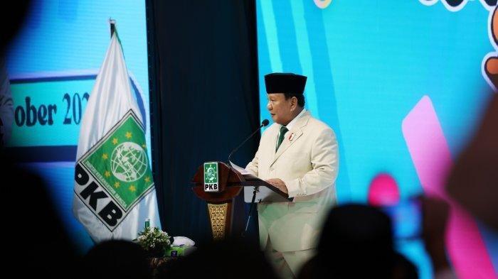 Paparan Presideen terpilih Prabowo Subianto di 'Forum Legislator PKB' di Grand Sahid Jaya, Jakarta, Kamis (10/10/2024).