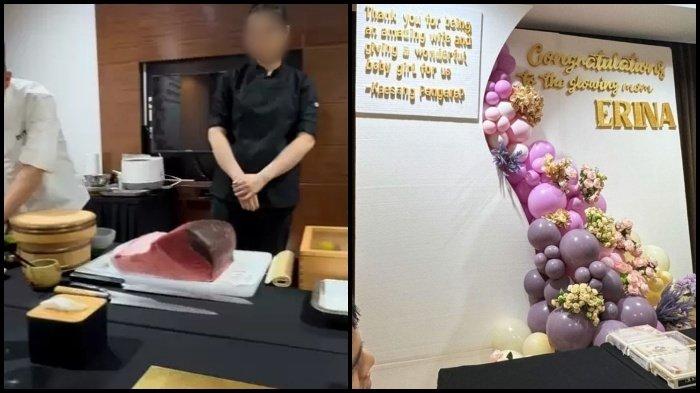 KAESANG DAN ERINA DISOROT - Suasana di RS tempat Erina Gudono lahiran. Tampak omakase sushi yang diboyong Kaesang untuk istrinya.