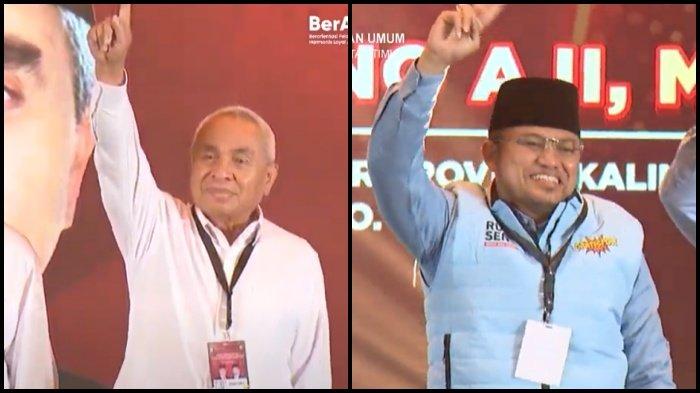 DEBAT PILKADA KALTIM 2024 - Dua cagub Isran Noor dan Hadi Mulyadi saat debat Pilkada Kaltim 2024. Debat Pilkada Kaltim 2024 malam ini, Sabtu (3/11/2024). Isran Noor sebut operasi KPK di PPU, sementara Rudy Mas'ud ungkit kasus Kepala Dinas ESDM