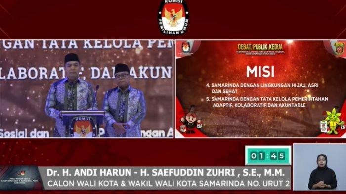 Andi Harun-Saefuddin Zuhri, pasangan calon Wali Kota dan Wakil Wali Kota di debat Pilkada Samarinda 2024.