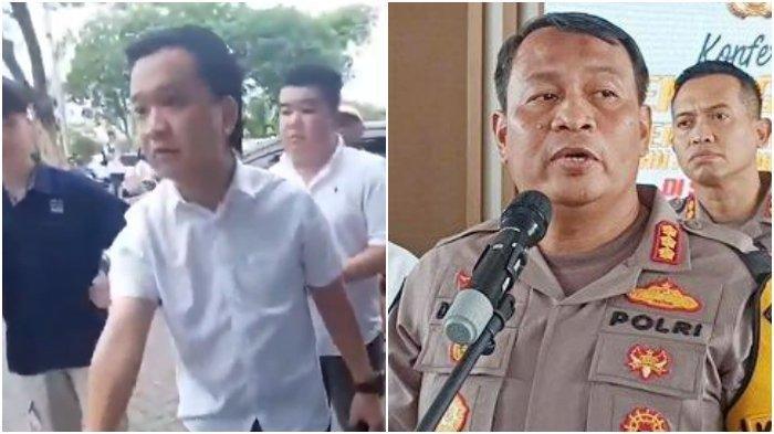 (Kiri) Tangkap layar video viral saat Ivan Sugianto paksa siswa sujud dan menggonggong dan (Kanan) Kepala Bidang Humas Polda Jatim Kombes Pol Dirmanto saat menjelaskan perkembangan penyelidikan dugaan perundungan yang dialami murid SMA Gloria 2, di Polrestabes Surabaya, Rabu (13/11/2024).