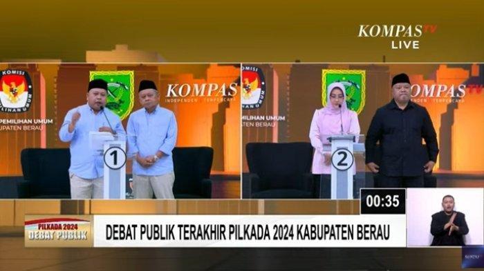 Madri Pani-Agus Wahyudi vs Sri Juniarsih-Gamalis. Debat Pilkada Berau 2024, Sabtu (16/11/2024).