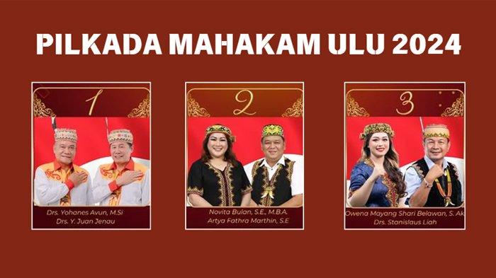 Pasangan calon (paslon) pada Pemilihan Kepala Daerah Mahakam Ulu atau Pilkada Mahulu 2024. Bagaimana hasil perolehan suara para paslon?