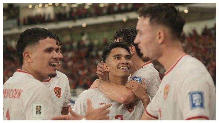 PIALA AFF 2024 - Potret Marselino Ferdinan ketika selesai mencetak gol untuk Timnas Indonesia ketika melawan Arab Saudi. 