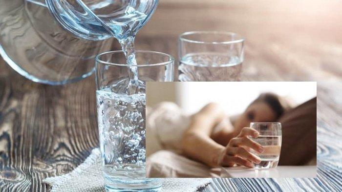 Ilustrasi minum air putih setelah bangun tidur.