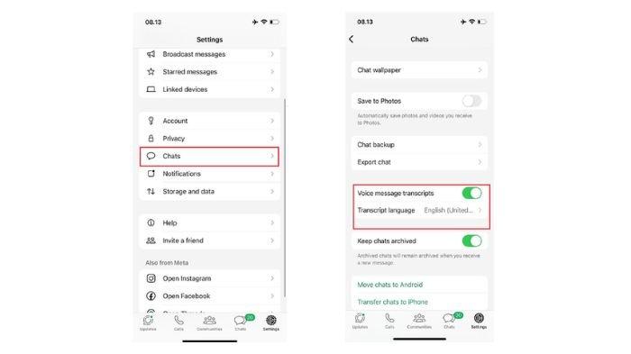 Mengaktifkan Voice Message Transcripts WhatsApp