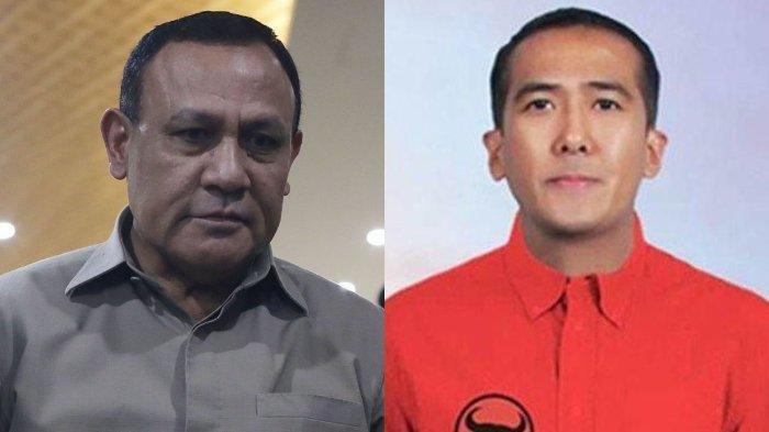 Ketua KPK periode 2019-2024, Firli Bahuri, dan buron KPK, Harun Masiku. Mantan penyidik KPK menyebut Firli Bahuri menyebabkan tidak terjadinya penggeledahan di Kantor DPP PDI Perjuangan (PDIP) pada 2020 silam hingga lolosnya Harun Masiku dan Hasto Kristiyanto dari OTT KPK.