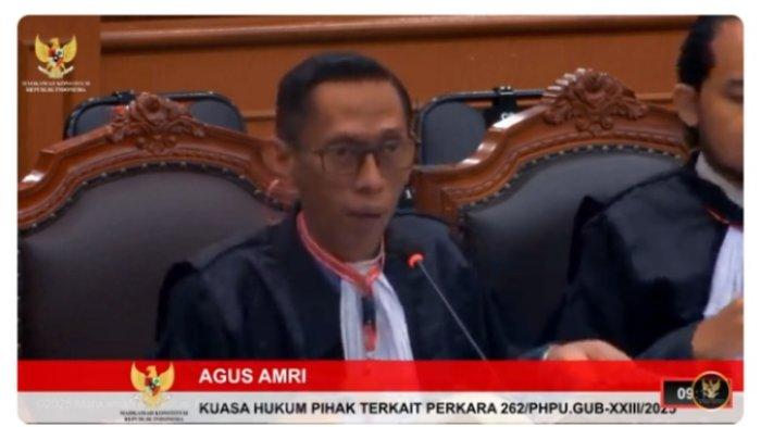 SENGKETA PILKADA KALTIM 2024 - Agus Amri, Kuasa Hukum Rudy-Seno di sidang MK sengketa Pilkada Kaltim 2024, Selasa (21/1/2025). Bantah tudingan borong partai di Pilkada Kaltim 2024, Kuasa Hukum Rudy-Seno: mendapatkan cewek saja susah sekali apalagi partai. Respons Hakim MK