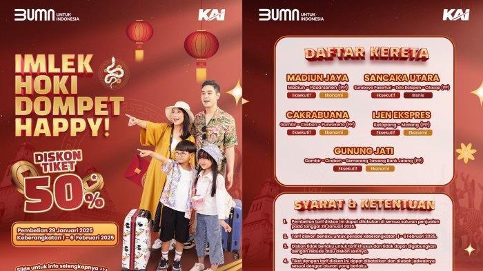 Diskon 50 Persen Tiket Kereta Api Periode Libur Imlek 2025 Ini Syarat