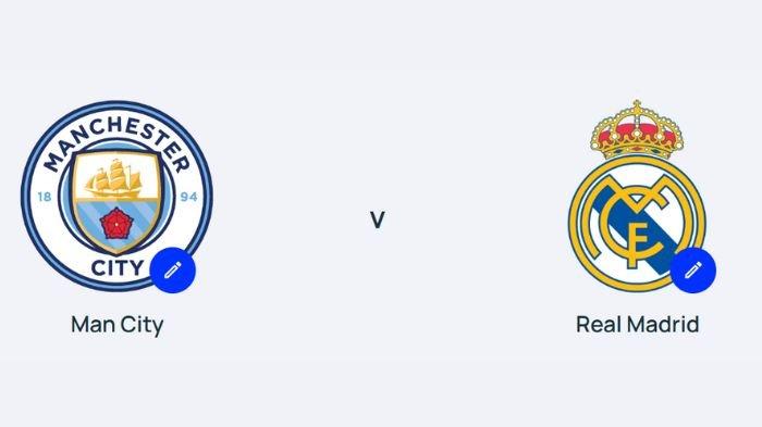JADWAL LIGA CHAMPIONS - Logo 2 klub Manchester City dan Real Madrid, gambar diolah dari laman uefa.com, Minggu (9/2/2025). (Tangkapan Layar Uefa.com)