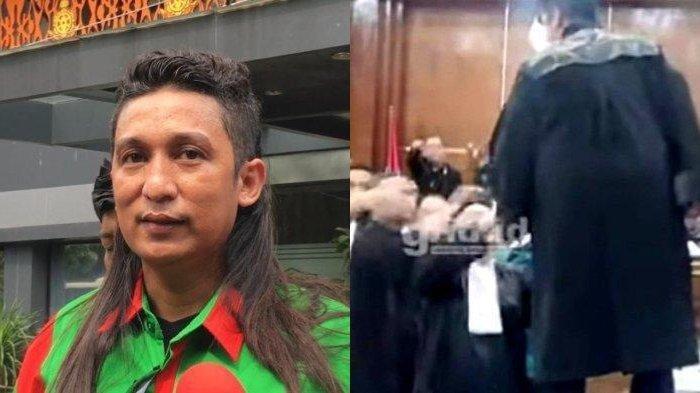 RAZMAN VS HOTMAN - Pengacara Razman Nasution, Firdaus Oiwobo (kiri), disorot Otto Hasibuan buntut aksinya naik meja (kanan) saat sidang dugaan pencemaran nama baik yang menyeret kliennya, Kamis (6/2/2025), di PN Jakpus. Kini, Firdaus Oiwobo dipecat KAI imbas perilakunya di sidang Razman vs Hotman. (Tribunnews.com Bayu Indra Permana/Grid.ID Ulfa Latifa)