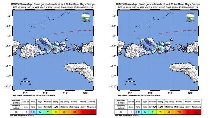 GEMPA BIMA -  Info gempa terkini, Badan Meteorologi Klimatologi dan Geofisika ( BMKG ) merilis gempa magnitudo 3.1 guncang Kota Bima, Nusa Tenggara Barat (NTB), Senin (24/3/2025).(X.com/@InfoBMKG)