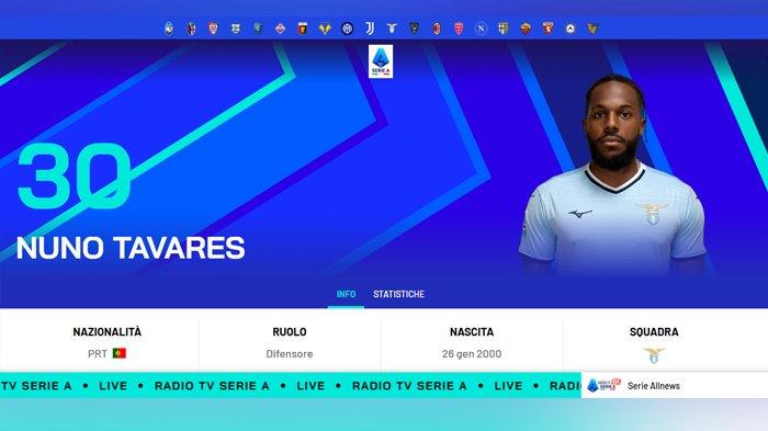 NUNO TAVARES - Foto tangkap layar bek sayap Lazio Nuno Tavares yang dipublikasikan di situs resmi legaseriea.it, Jumat (21/2/2025). Pemain pinjaman Arsenal ini tengah diminati dua tim raksasa Serie A, namun Lazio bersikeras mempertahankannya. (legaseriea.it, 2025)