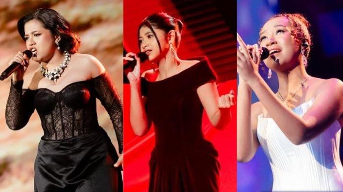 HASIL INDONESIAN IDOL - Potret Shabrina, Shakirra, dan Angie nyanyi yang diunggah di IG @Indonesianidolid, Senin (3/3/2025). Hasil Indonesian Idol 2025 menunjukkan Shakirra harus pulang karena vote terendah. (instagram/indonesianidolid)