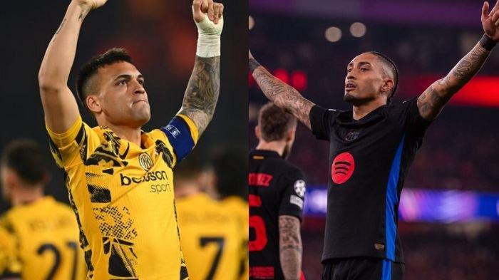 HASIL LIGA CHAMPIONS - Potret pemain Inter, Lautaro Martínez (kiri) dan Barcelona, Rapinha (kanan), diunggah di Instagram @inter @fcbarcelona. Lengkap hasil Liga Champions leg 1 babak 16 besar. (Instagram/@inter @fcbarcelona)