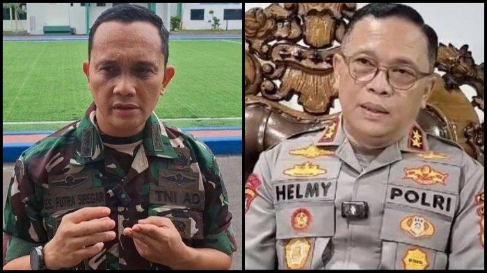 GEREBEK SABUNG AYAM - Kapendam II Sriwijaya, Kolonel Inf Eko Syah Putra Siregar. Kanan: Kapolda Lampung, Irjen Pol Helmy Santika. Kapendam II Sriwijaya menyinggung keterangan saksi penggerebekan sabung ayam yang menyebut setoran. Simak respons Kapolda Lampung terkait isu setoran di balik penggerebekan judi sabung ayam ini. (Kompas.com/Aji YK Putra-Tri Purna Jaya)