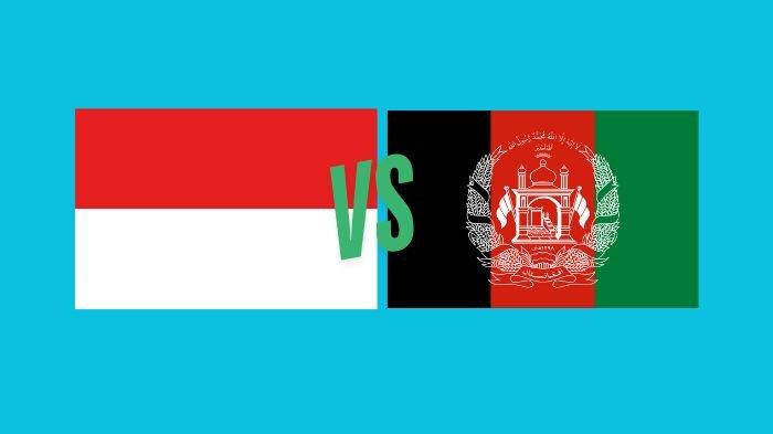 PIALA ASIA U17 - Kolase bendera Indonesia dan Afghanistan yang diolah di Canva, Kamis (10/4). Berikut prediksi skor Indonesia u17 vs Afghanistan, Garuda Muda bakal juara grup? (Grafis TribunKaltim.co/canva)