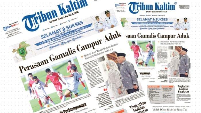 PELANTIKAN BUPATI BERAU - Headline Tribun Kaltim 14 April 2025. Perasaan Gamalis campur aduk, Bupati dan Wakil Bupati Berau dilantik Gubernur hari ini
