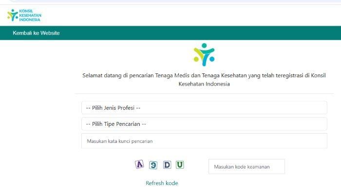 CEK STATUS DOKTER - Tampilan laman kki.go.id.