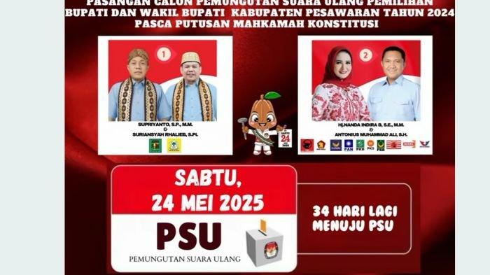 PSU PILKADA 2024 - Poster resmi paslon PSU Pilkada Pesawaran 2024. Berikut daftar paslonnya (Instagram/kpupesawaran)