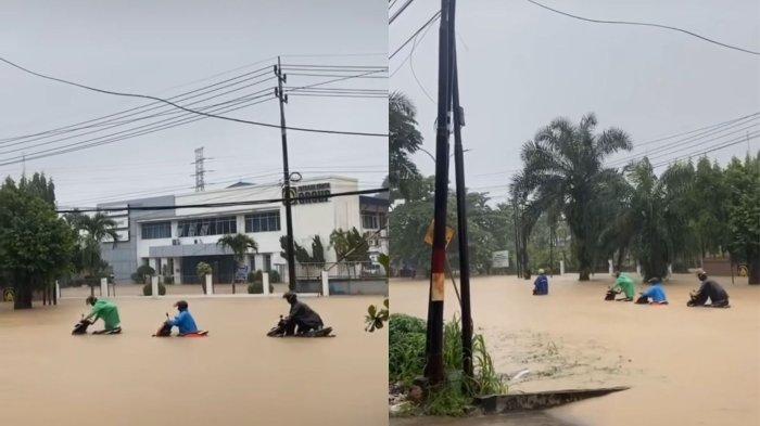KEADAAN BANJIR SAMARINDA - Tangkap layar pada akun instagran @info_samarinda keadaan banjir di Jl. Cipto mangunkusumo, Samarinda seberang depan pt.intraco. (Instagram/info_samarinda)
