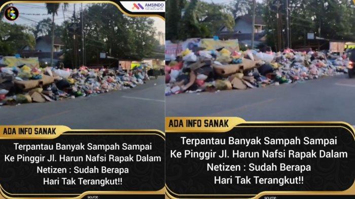 TUMPUKAN SAMPAH MENGGUNUNG - Tangkap layar suasana jalan Harun Nafsi yang dipenuhi sampah. Tumpukan sampah yang menggunung di sepanjang Jalan Harun Nafsi, Rapak Dalam, Loa Janan Ilir, Kota Samarinda, Kalimantan Timur, kembali menjadi sorotan warga. (Instagram/info_samarinda)