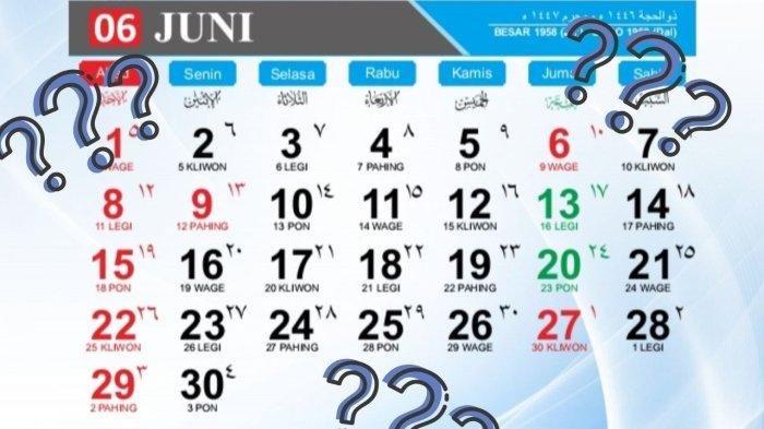 KALENDER JUNI 2025 - Tangkapan layar kalender yang diambil dari kemenag Aceh. (Kemenag Aceh)