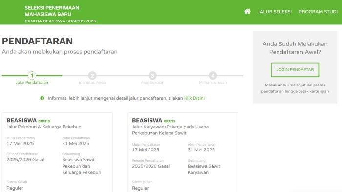 BEASISWA SDM SAWIT - Laman pendaftaran Beasiswa SDM Sawit 2025. Berikut benefit yang didapat penerima hingga syarat mendaftarnya. (beasiswasdmsawit.id)