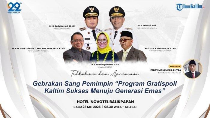 HUT TRIBUN KALTIM - Sejumlah pejabat tinggi di Kalimantan Timur akan menghadiri acara apresiasi HUT ke-22 Tribun Kaltim, di Hotel Novotel Balikpapan, pada Rabu (28/5/2025) besok. (TRIBUNKALTIM.CO)