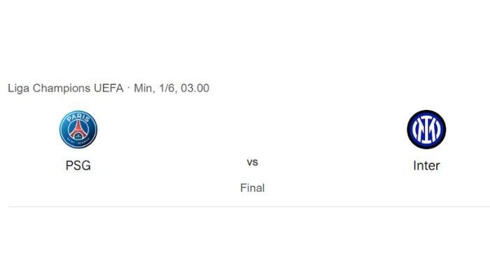 FINAL LIGA CHAMPIONS - Tangkapan layar Google memperlihatkan jadwal laga PSG vs Inter Milan di final UCL. Ini 3 alasan Nerazzurri menang Liga Champions lawan PSG (Tangkapan Layar Google)