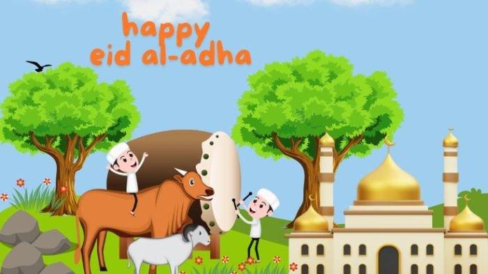 IDUL ADHA 2025 - Ilustrasi poster atau banner Idul Adha 2025 yang diolah dari Pinterest, Kamis (5/6). Akses link downloadnya, gratis bisa langsung pakai. (pinterest)