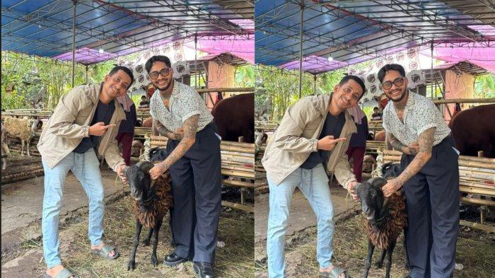 ONADIO LEONARDO BERKURBAN - Tangkap layar Onad dan Habib Husein Ja'far dengan hewan kurban Onad. Aktor Onadio Leonardo sekaligus musisi yang akrab disapa Onad, menunjukkan sikap toleransi beragama dengan ikut serta dalam ibadah kurban saat Hari Raya Idul Adha. (Instagram/husein_hadar)