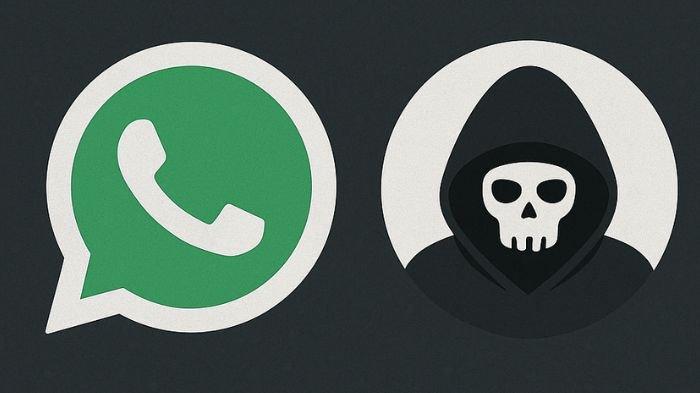 HACKER GRUP WA - Ilustrasi logo WhatsApp dan logo hacker yang diolah di ChatGPT. Benarkah tanda titik 3 bergaris di grup WA menandakan ada hacker dan bisa kuras dana? Simak penjelasannya (Open AI CHAT GPT)