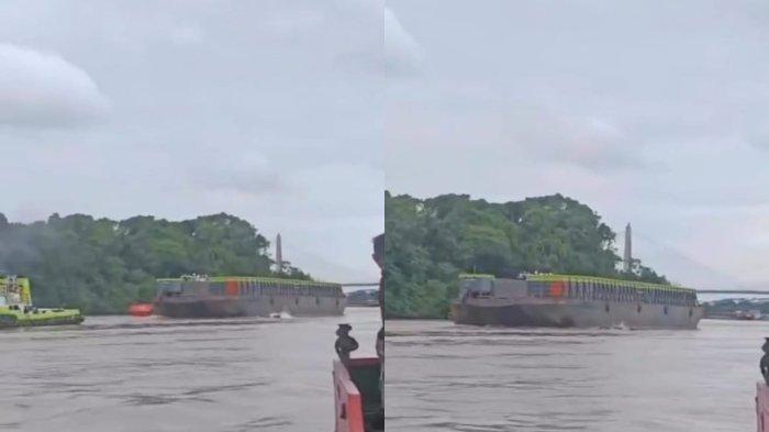 TONGKANG TABRAK KAPAL - Insiden kecelakaan air terjadi di Sungai Mahakam, Samarinda, pada Jumat (20/6/2025) sekitar pukul 14.15 Wita. Sebuah kapal kayu dilaporkan tenggelam usai dihantam kapal tongkang yang sedang melintas menuju hulu sungai. 