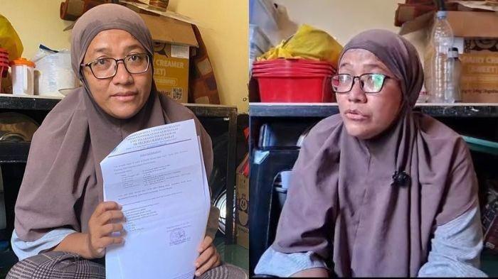 TAK MAMPU BELI SERAGAM - Nur Febri Susanti (38), seorang ibu rumah tangga di Pamulang, Tangerang Selatan (Tangsel), harus menunda harapan menyekolahkan dua anaknya karena terbentur biaya seragam sekolah yang disebut mencapai Rp 1,1 juta per anak. (Kolase Kompas.com, TribunTangerang.com)